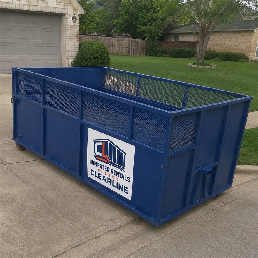 Dumpster Rentals Frisco Clearline roll-off dumpster rental container standing open on a driveway